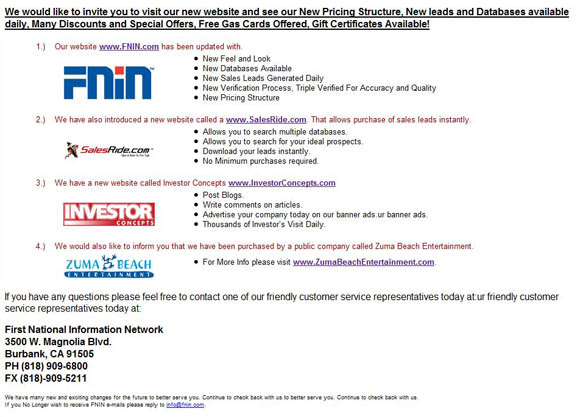 FNIN New Web Sites Announcement