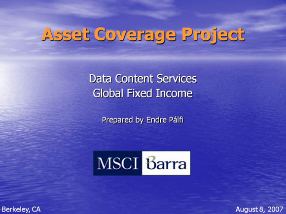 Asset Coverage Presentation - Slide 1