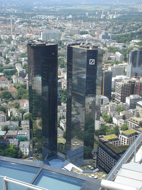 The Deutsche Bank towers as seen from above