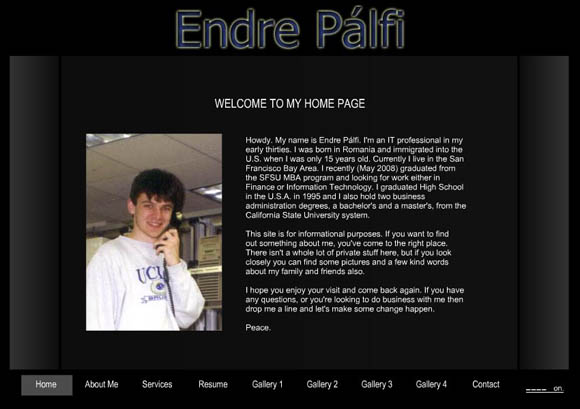 EndrePalfi.com v1 Home Page