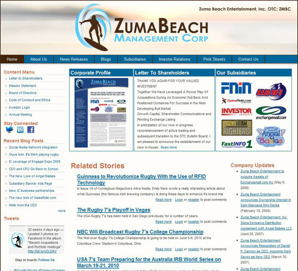 Zuma Beach Entertainment Home Page