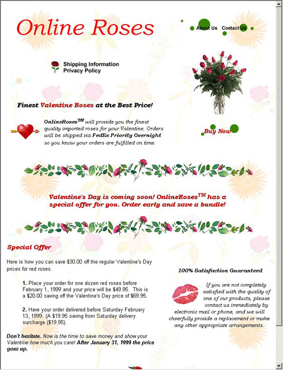Online Roses Home Page