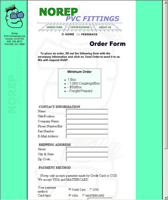 Norep PVC Fittings Order Form