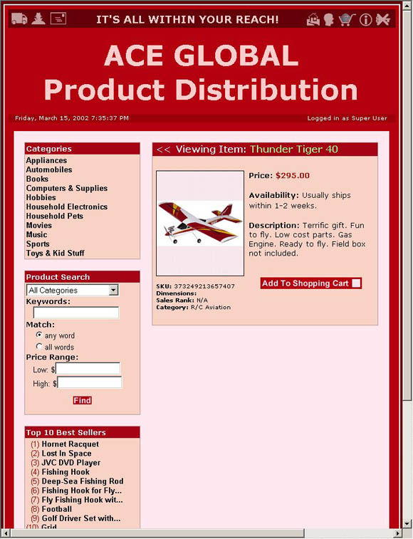 Web Store Demo Mode Product View