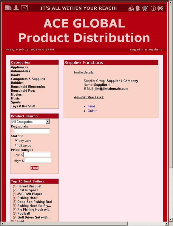 Web Store Demo Mode Supplier Functions