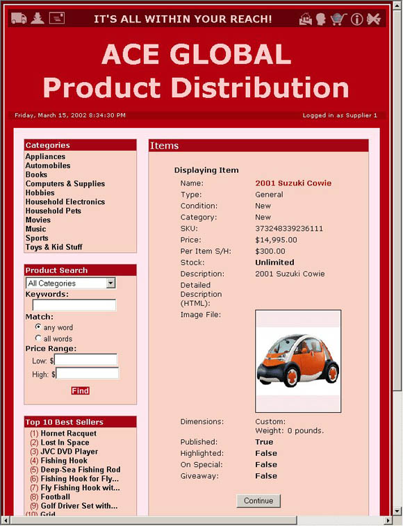 Web Store Demo Mode Product Listings