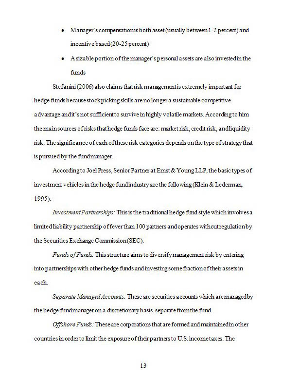 Research Project Chapter 1 The Hedge Fund Industry pg13