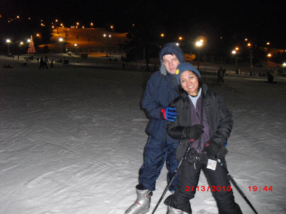 With my friend on the slopes