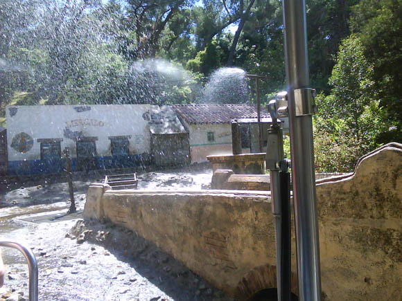 Artificial flood in a little Mexican village