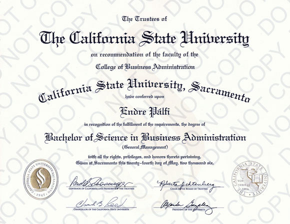 California State University Sacramento Diploma