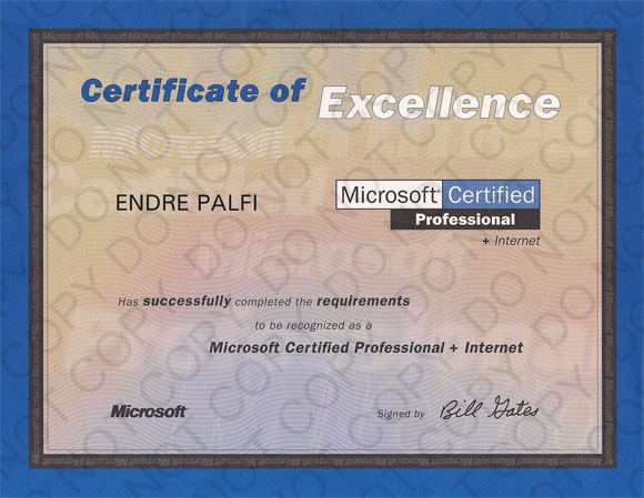 Microsoft Certified Professional + Internet 1998